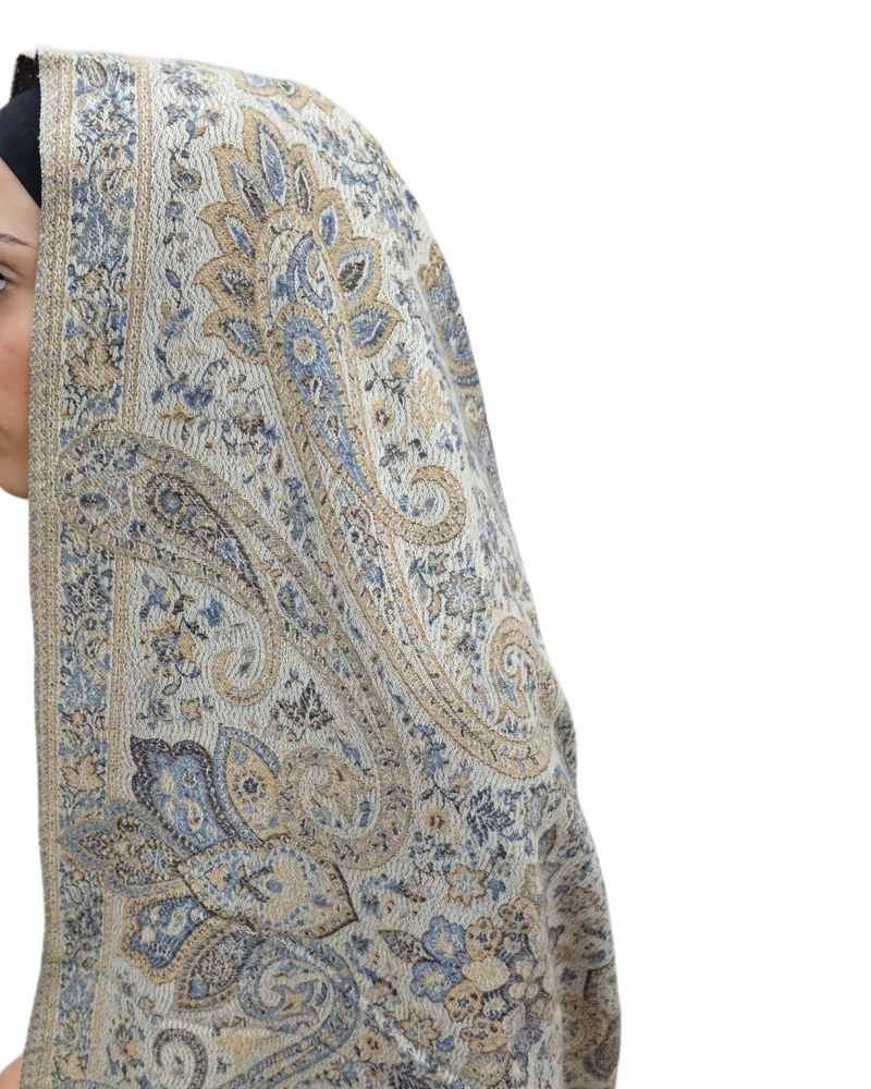Ankara cream pashmina look shawl