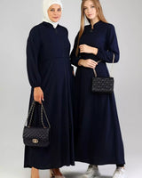 Ferace Abaya with Zip Navy