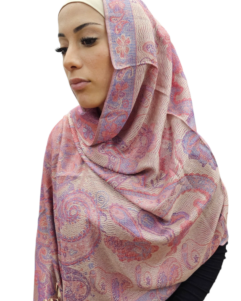 Strawberry and cream pashmina shawl hijab