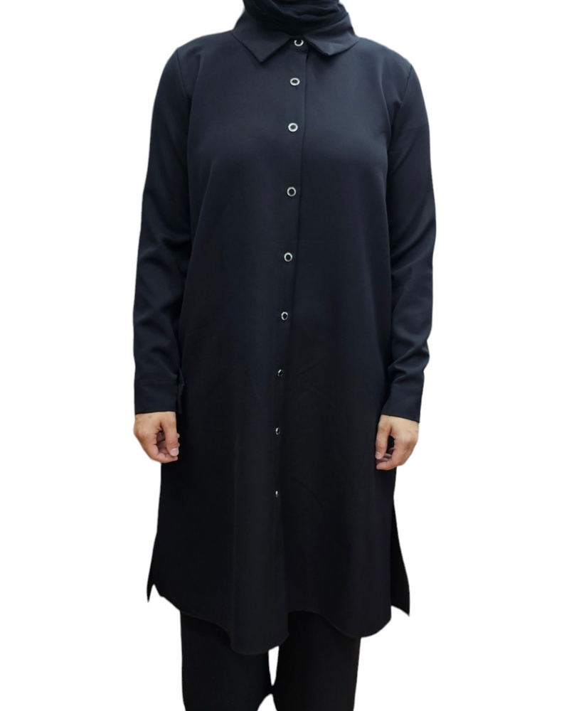 Button down long Tunic black